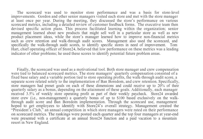 these measures are adequate for Store24? Justify your answer. Store24's Performance Measurement