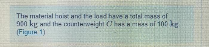  please help important The material hoist and the load have a