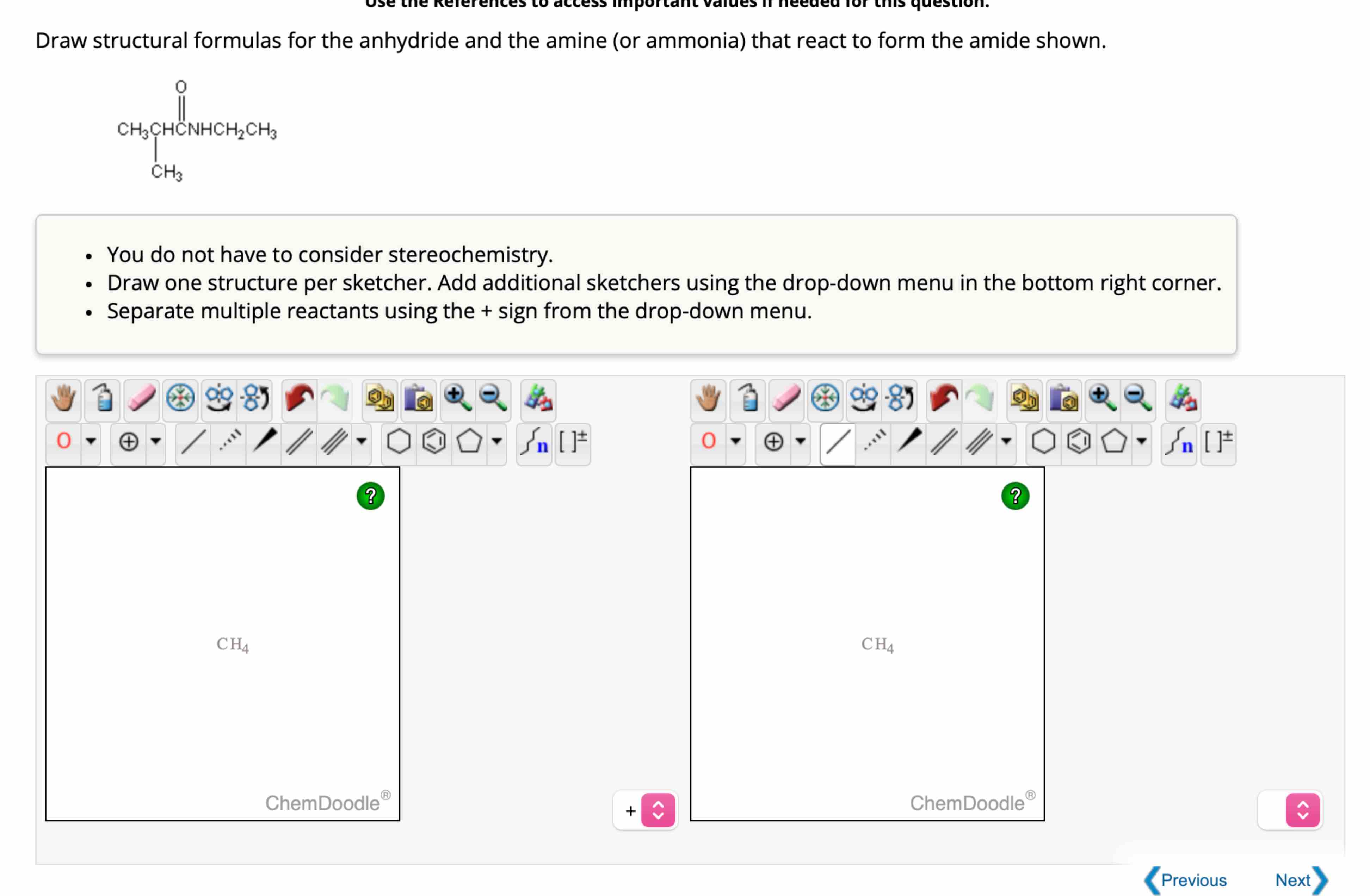  Draw structural formulas for the anhydride and the amine (or ammonia)