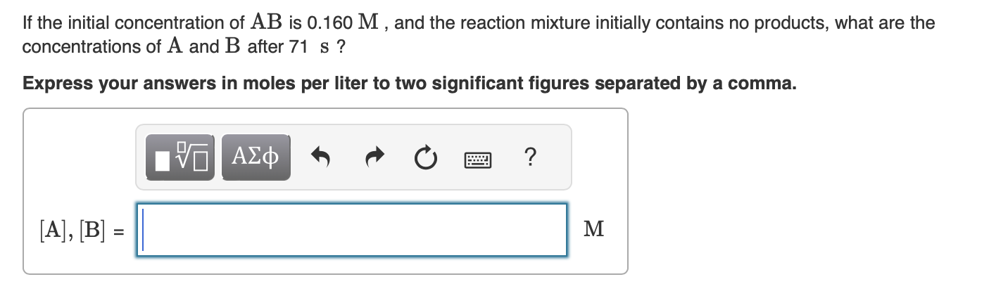 plot of 1/[AB] versus time yields a straight line with slope +0.23(Ms)1.