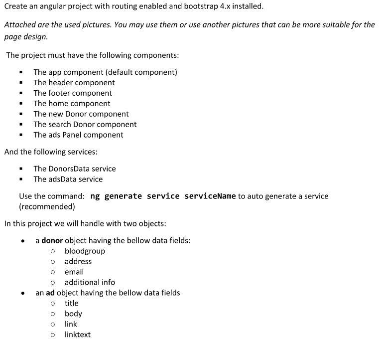  Create an angular project with routing enabled and bootstrap 4.x installed.