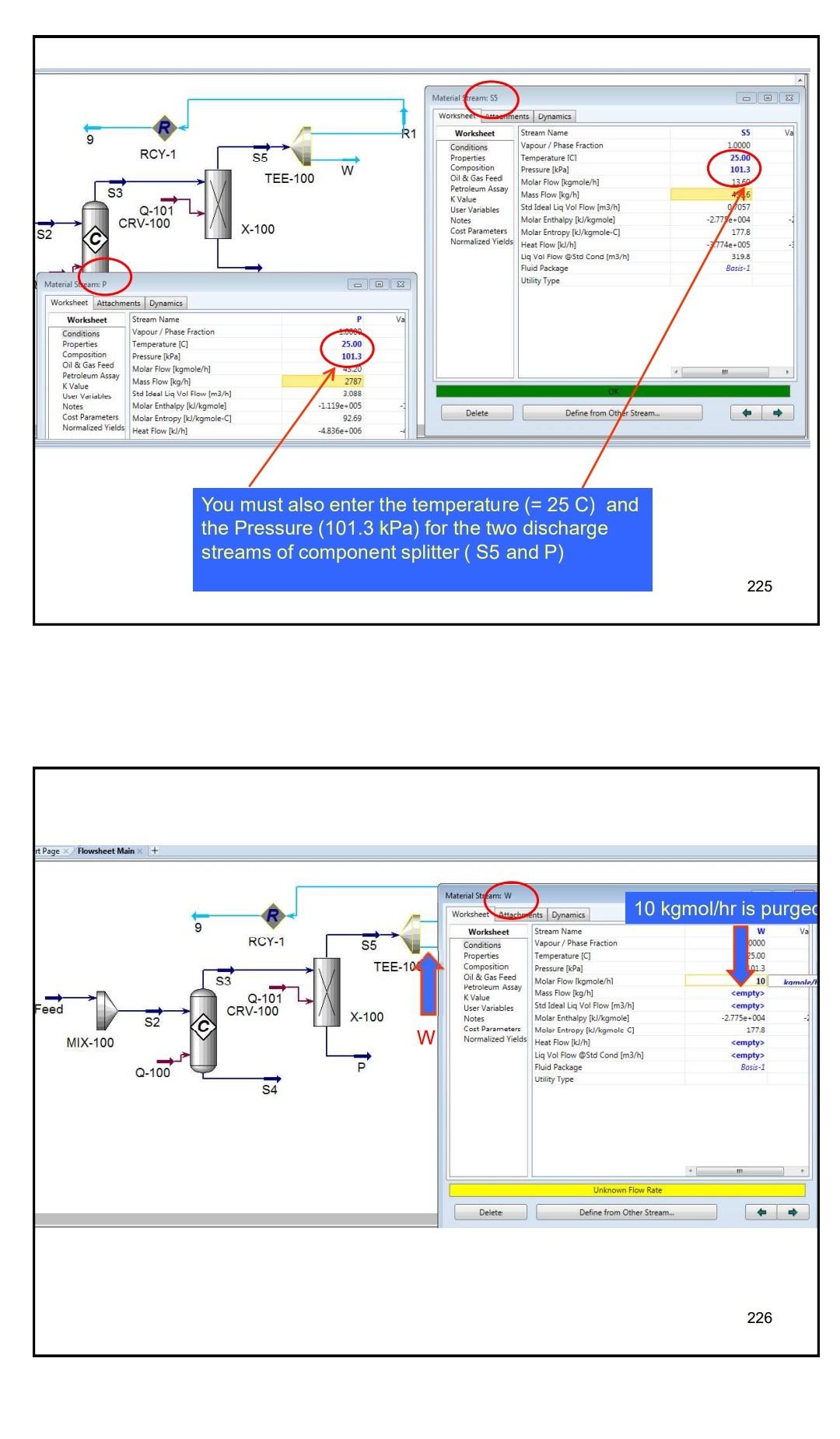 a distillation column, where a perfect separation is reached. The process is