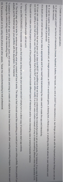  Needs to have all these items in application built In JavaScript.