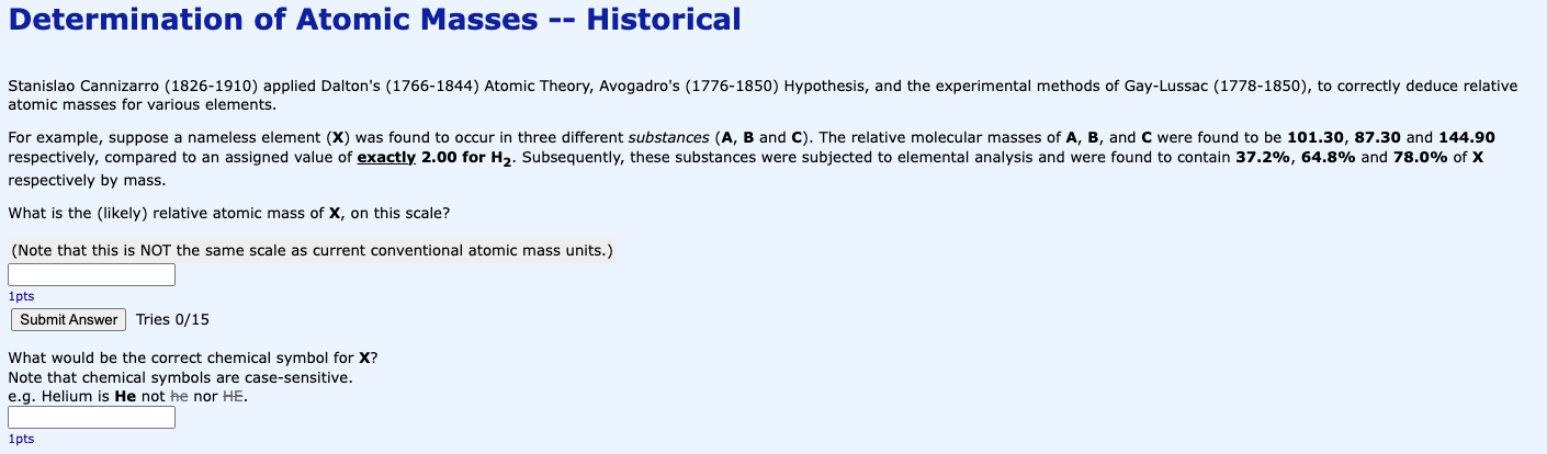 atomic masses for various elements. respectively by mass. What is the