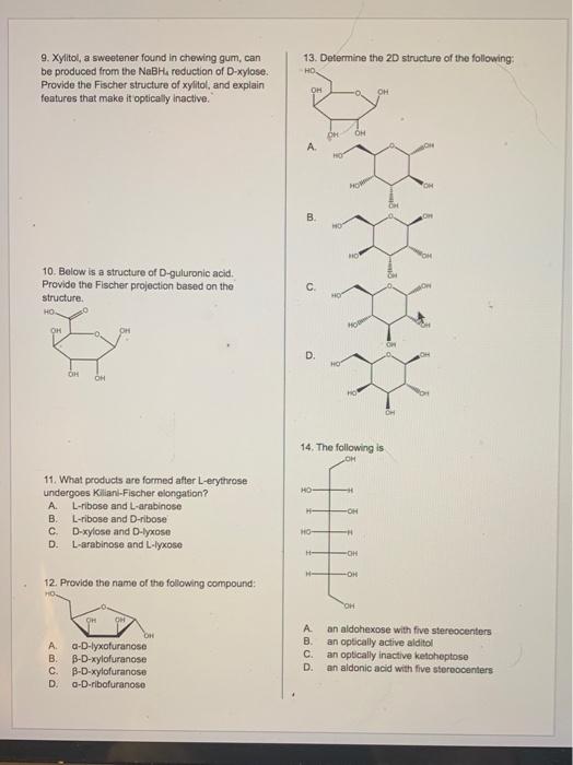 Sorry I know its alot! Bioorganic test continuation! please help ASAP! 9.