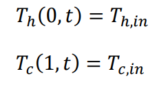 cold fluid, and the wall, the following differential equations were derived after