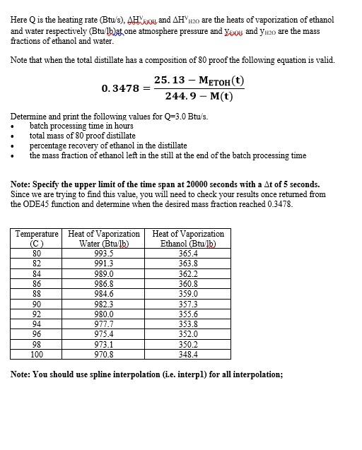 of a mixture of ethanol and water. Assume the still is initially
