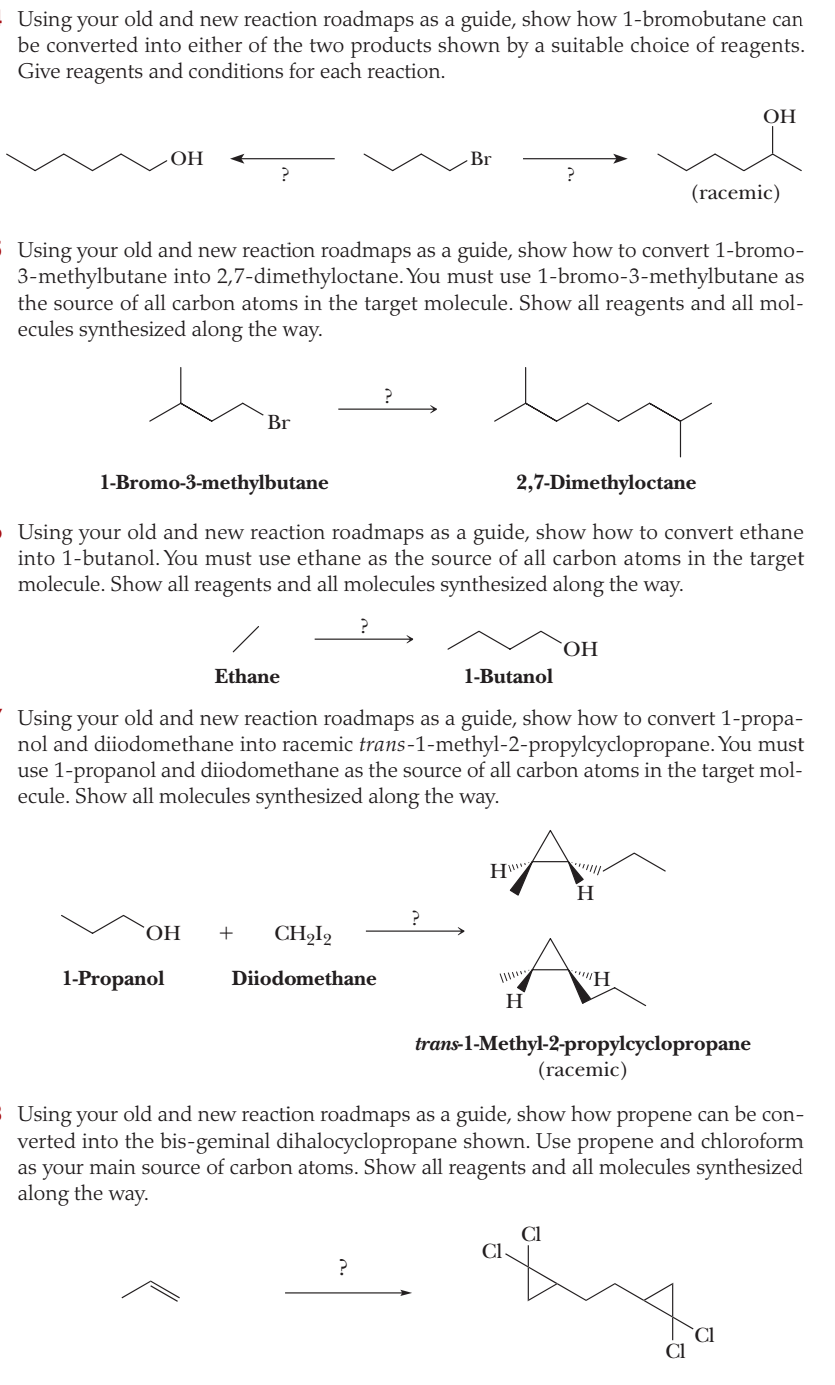  Using your old and new reaction roadmaps as a guide, show