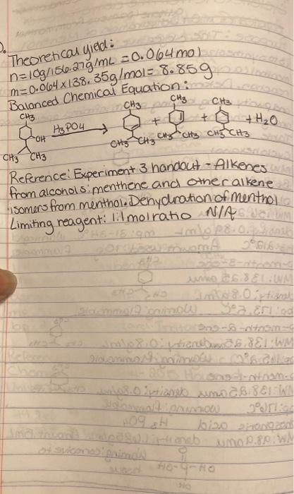 OF p-MENTHAN-3-OL (MENTHOL) El elimination becouse there iso carbocation intermeavate DL-p-Menthan-3-olMW156.27density0.89g/mLmp3134Cbp212Cp-Menth-3-eneMW138.25density0.8g/mLbp173.5Cp-Menth-2-eneMW138.25density0.8g/mLbp165.2Cp-Menth-1-eneMW138.25density0.8g/mLbp176C Transfer