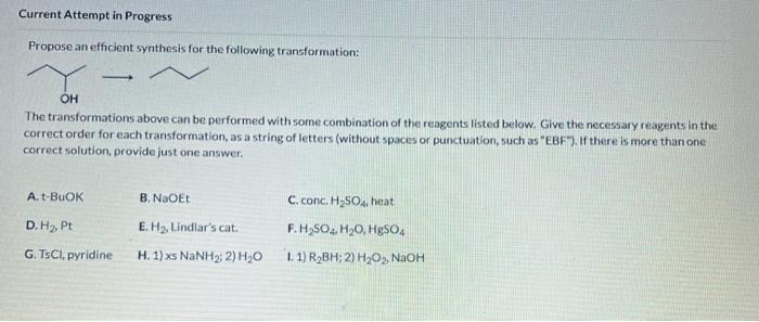 transformations above can be performed with some combination of the reagents listed