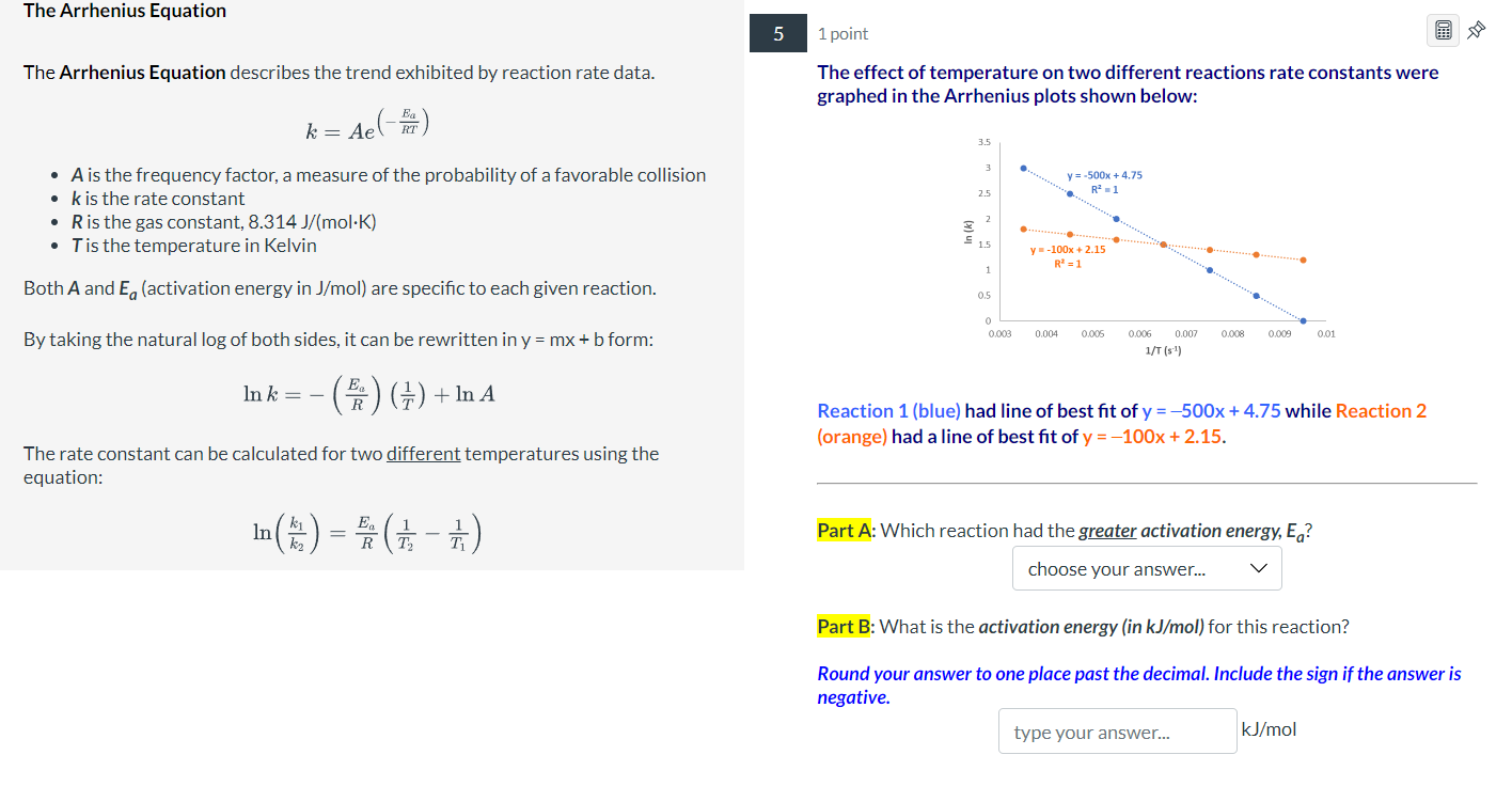 If possible, please be thorough and simple with the explanation. The Arrhenius