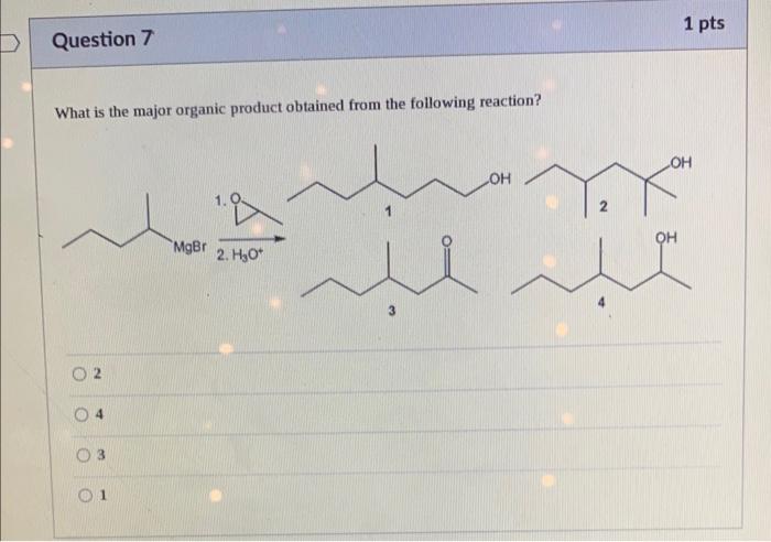 organic product obtained from the following sequence of reactions? Et2OMg==H2O What is