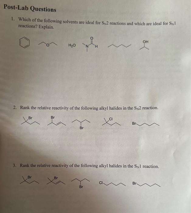 please help. please explain reasoning. thanks ! Post-Lab Questions 1. Which of