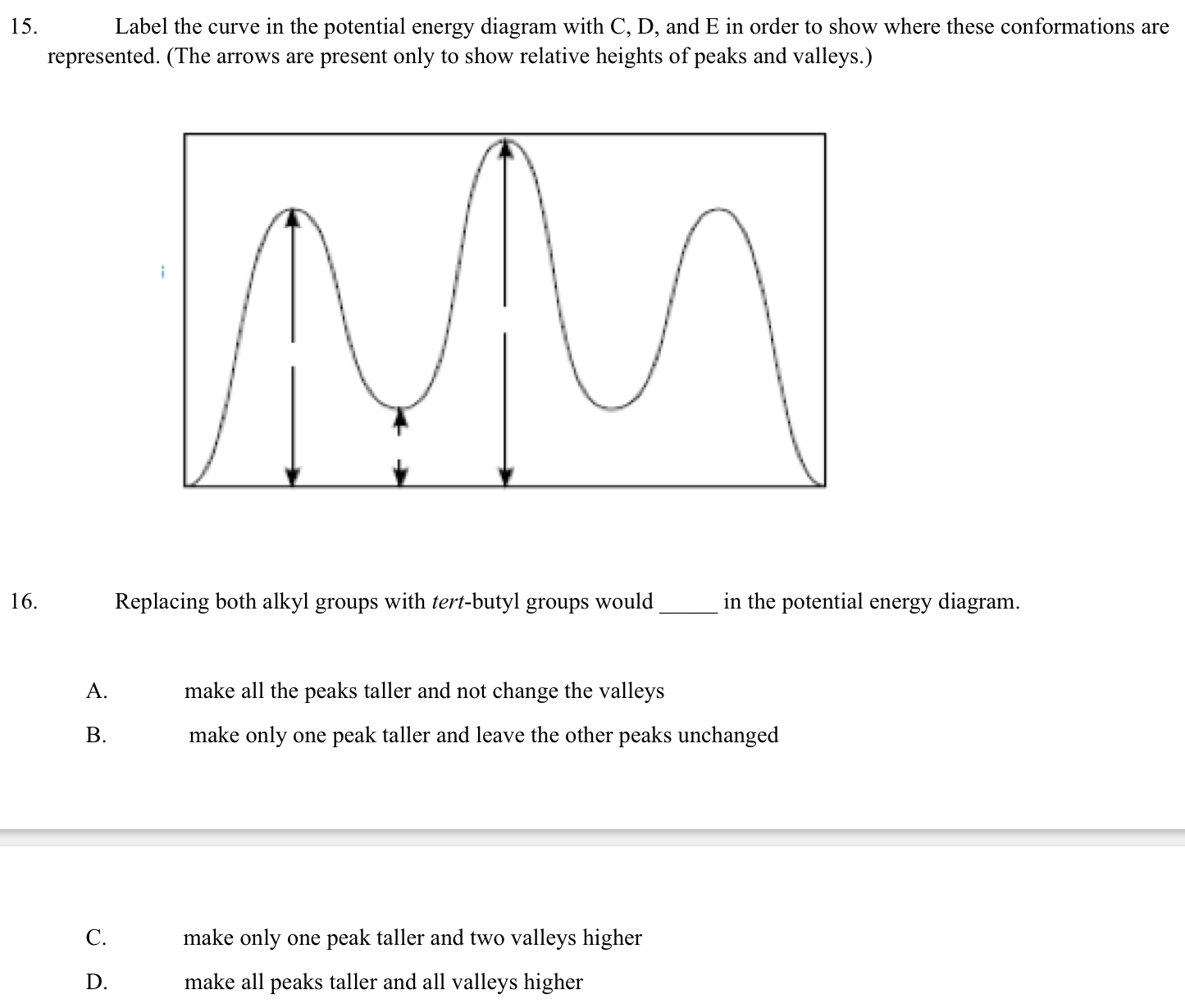 the potential energy diagram with C,D, and E in order to show