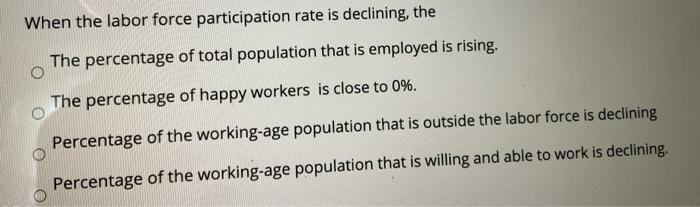  When the labor force participation rate is declining, the The percentage