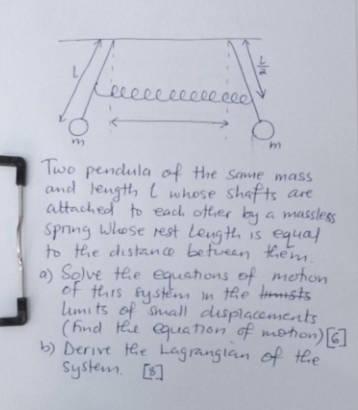 Two pendula of the same mass and length l whose shafts