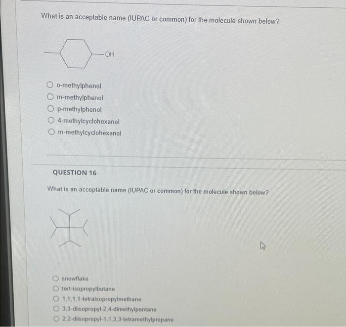 both please! What is an acceptable name (IUPAC or common) for the
