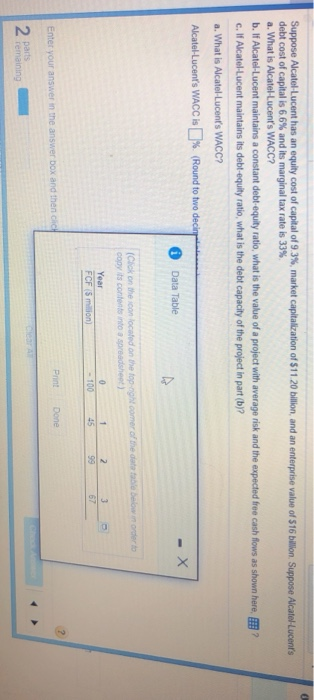 i need help with A B C please asap Suppose Alcatel Lucent