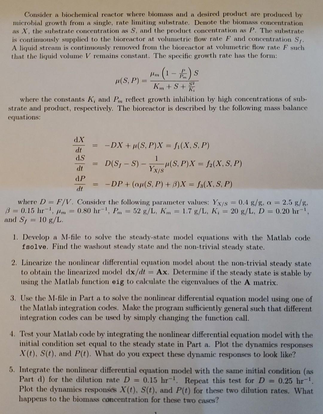  Need a matlab code for this assignment. thank you Consider a