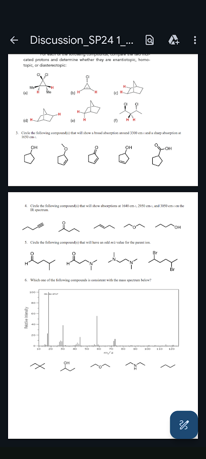  (b) ic (c) (f) Circle the following compound(s) that will show