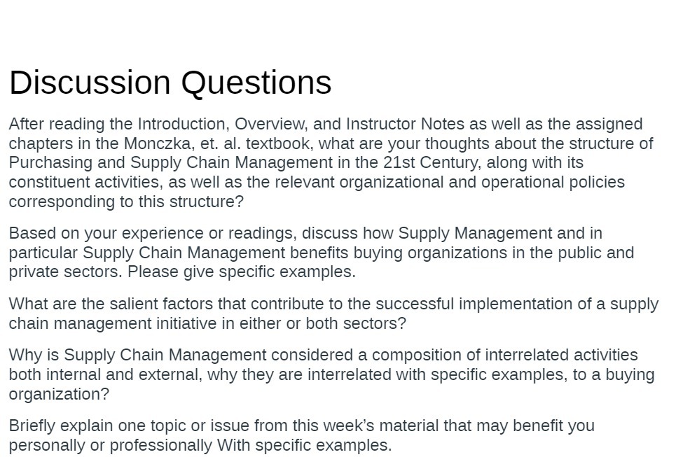 Discussion Questions After reading the Introduction, Overview, and Instructor Notes as