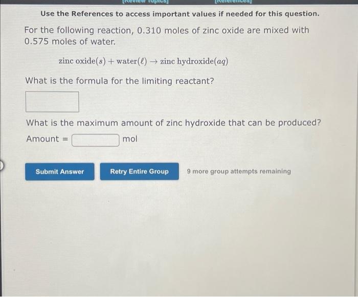  Use the References to access important values if needed for this