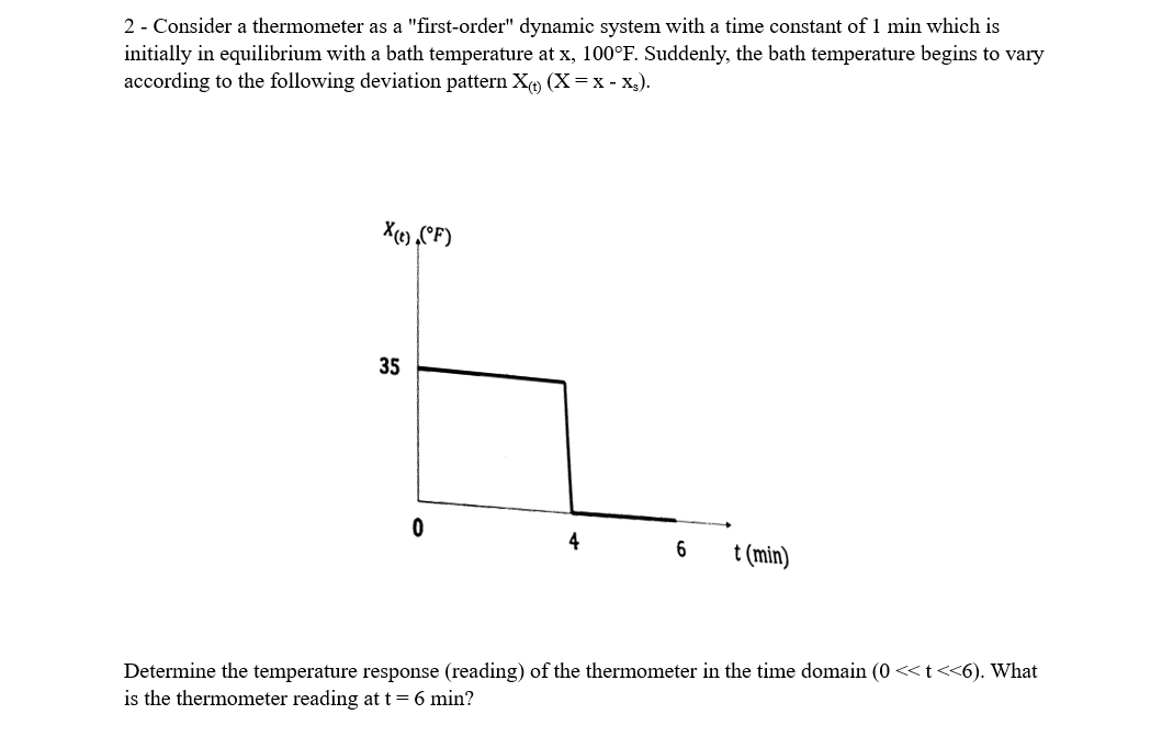  2 - Consider a thermometer as a "first-order" dynamic system with