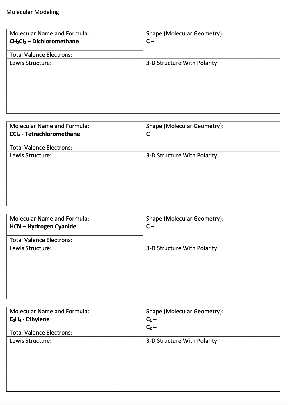 draw simple molecules, interpret the geometry of their central atom(s), and assign