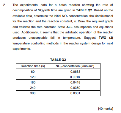 process plant design 2. . The experimental data for a batch