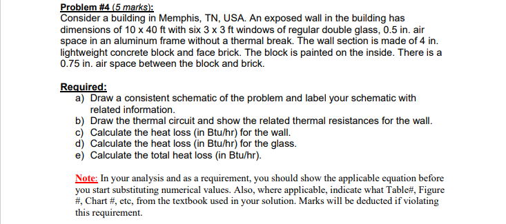 Please answer quickly Hvac Question Problem #4 (5 marks): Consider a building