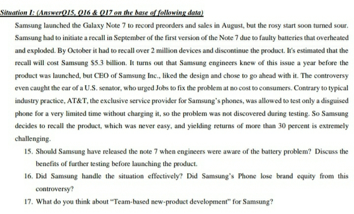 please solve this Case study as soon as possible Situation I: (Answer(15,