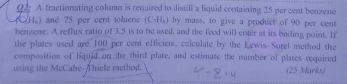 this is mass transfer question .. solve full please Q2: A fmetionating