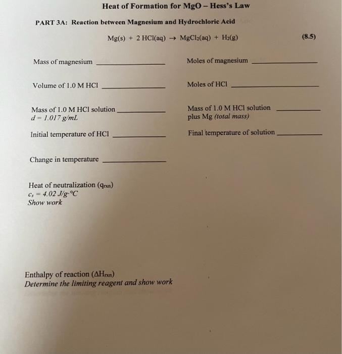  help i dont understand how to do 3a,b,c PART 3A: Reaction