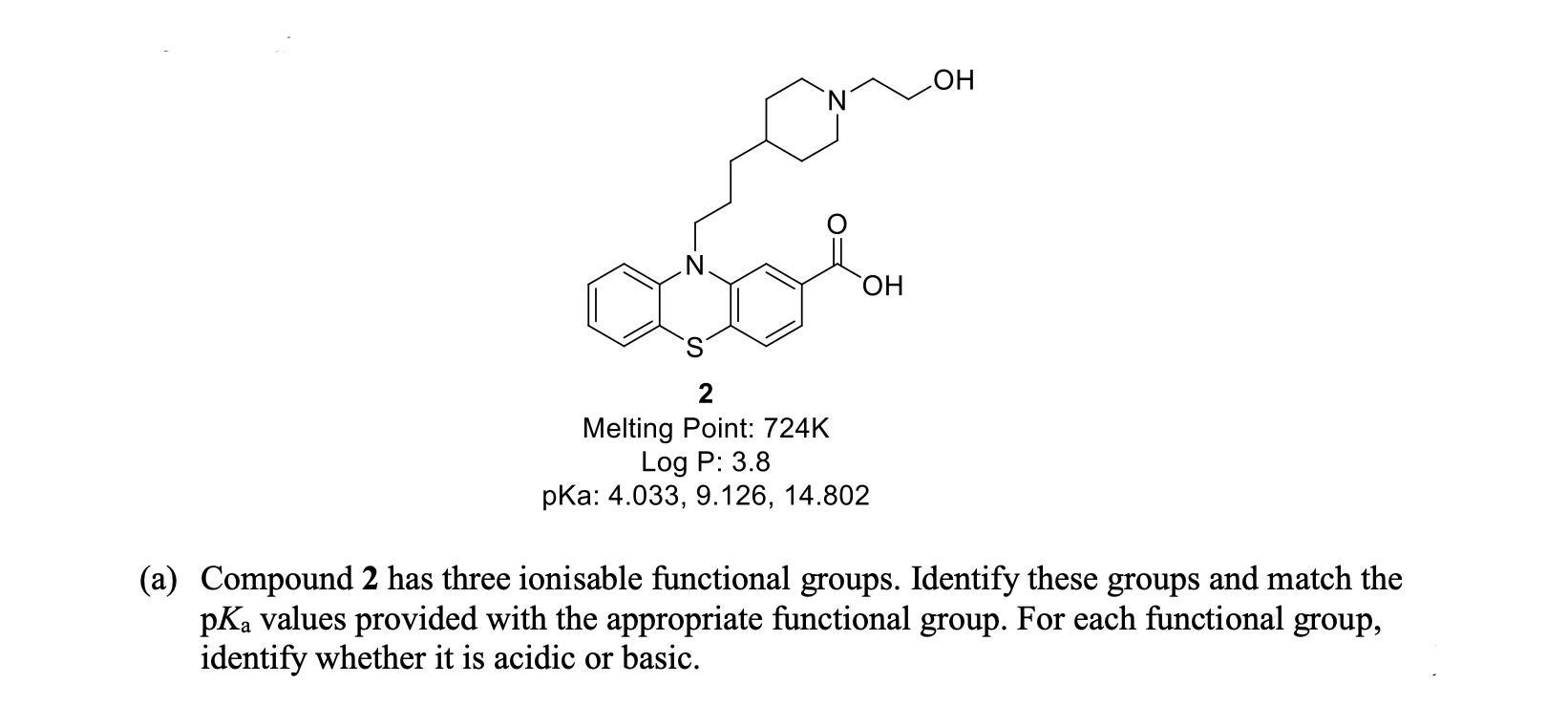  a) Compound 2 has three ionisable functional groups. Identify these groups