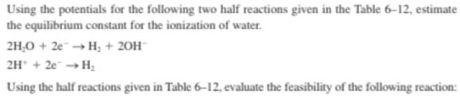  the potentials are -0.828 and 0.000 respectively. Using the potentials for