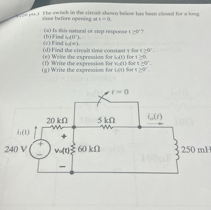  s.) The switch in the circuit shown below has been closed