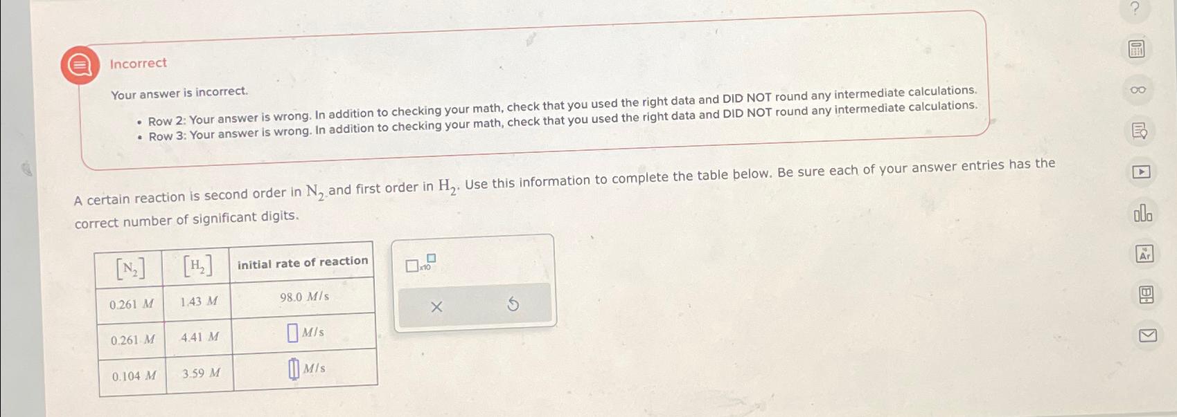  Incorrect Your answer is incorrect. Row 2: Your answer is wrong.