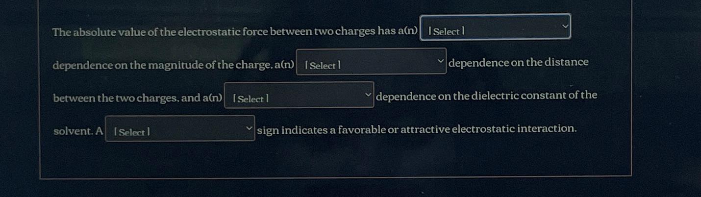  The absolute value of the electrostatic force between two charges has