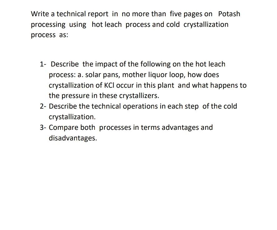  Write a technical report in no more than five pages on