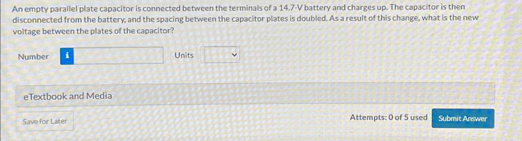  An empty parallel plate capacitor is connected between the terminals of