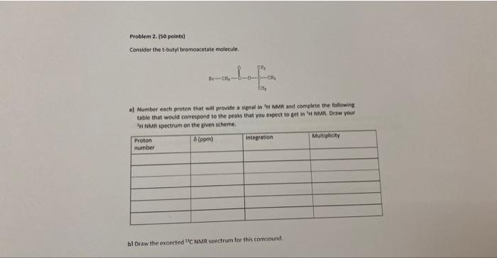  Problem 2. (50 points) Consider the trbutyl bromoacetate molecule. a) Number