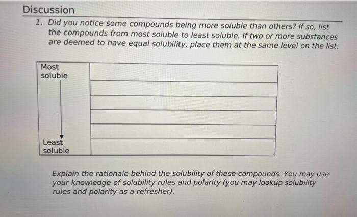 you! Table 2: Data of physical properties Discussion 1. Did you notice