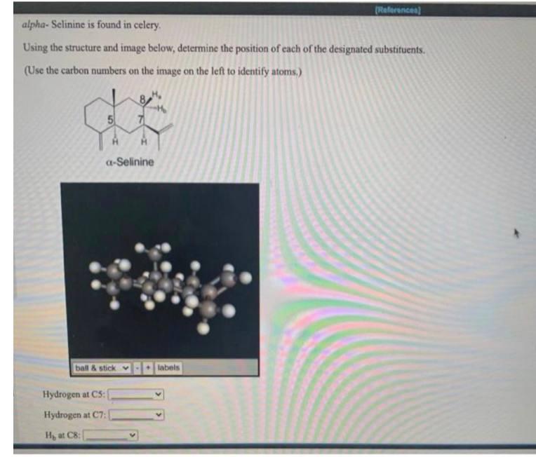 (References) alpha-Selinine is found in celery Using the structure and image