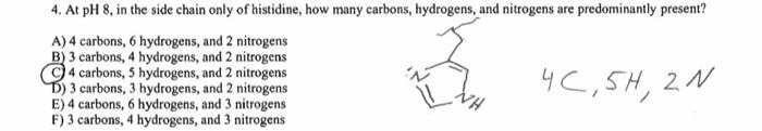 please label the numbers on the structure A) 4 carbons, 6 hydrogens,