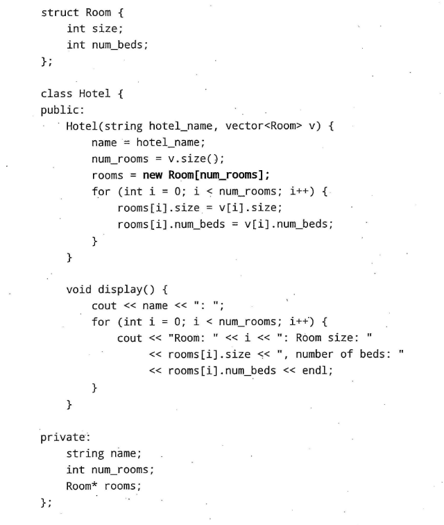 write destructor and copy constructor for Hotel class in c++ pls struct