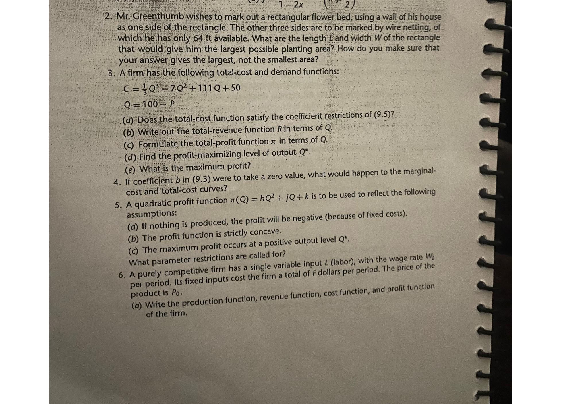  Mr. Greenthumb wishes to mark out a rectangular flower bed, using