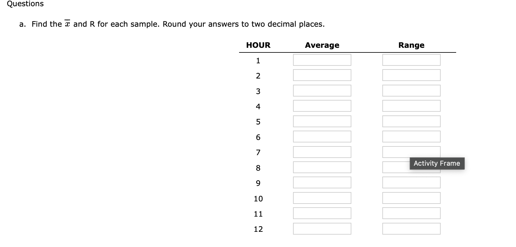 WEIGHT(GRAMS) HOUR WEIGHT(GRAMS) 1 75,102,103,109 7 93,80,106,91 2 95,110,92,93 8 90,86,109,106 3