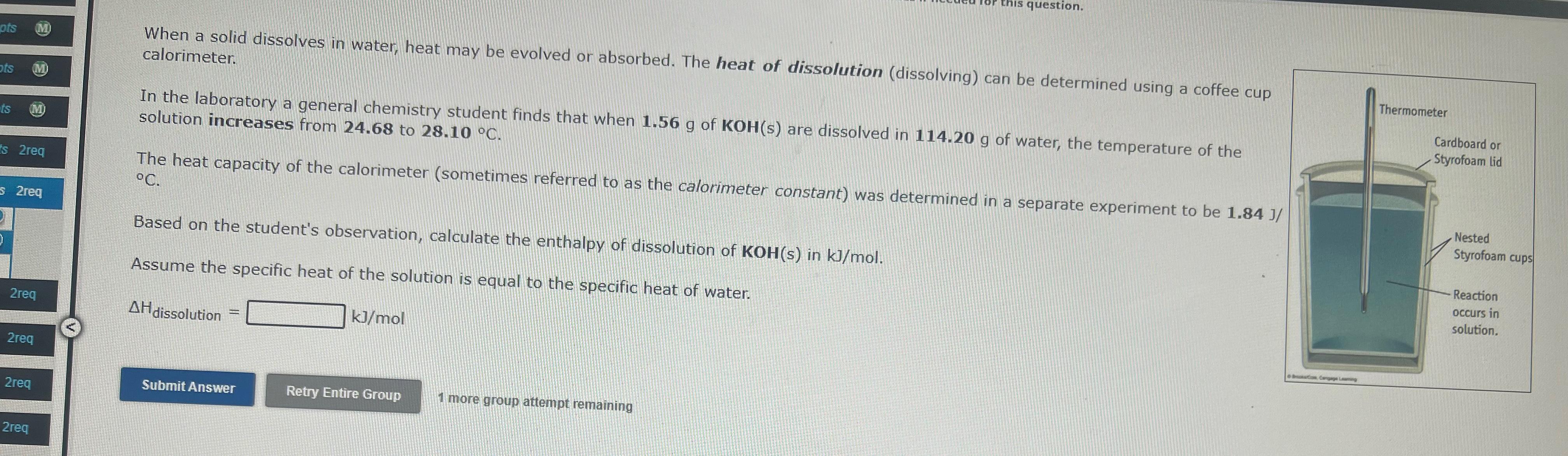  When a solid dissolves in water, heat may be evolved or