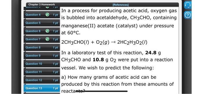  Chapter 3 Homework MUSUME "M (References) In a process for producing