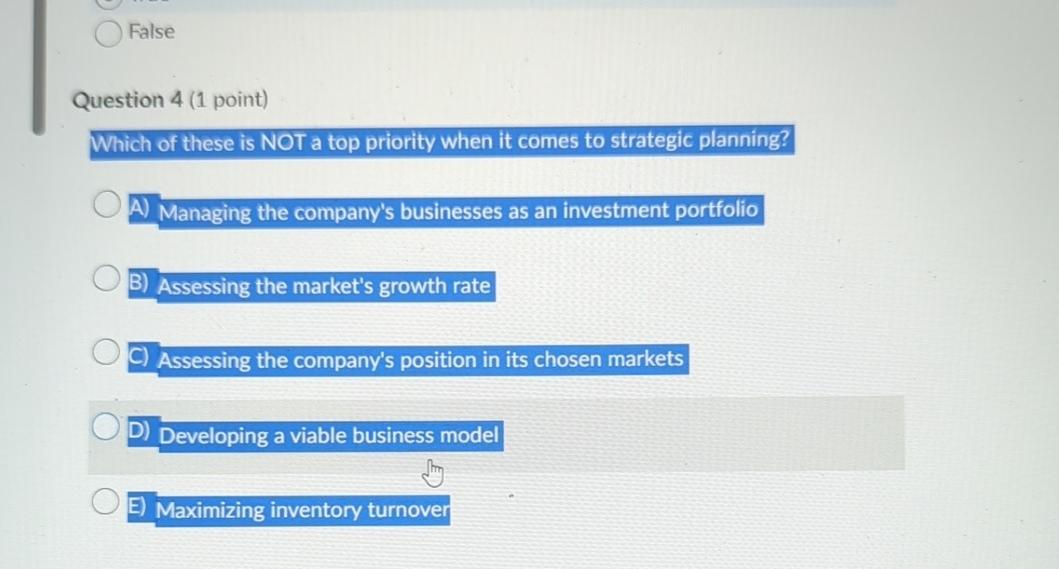  False Question 4(1 point) Which of these is NOT a top